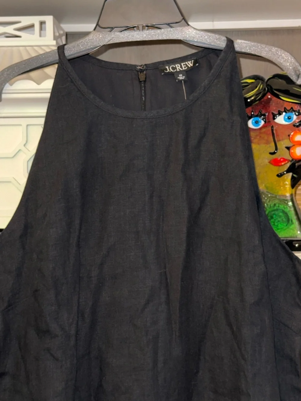 J. Crew 3X black linen sleeveless shift dress nwt